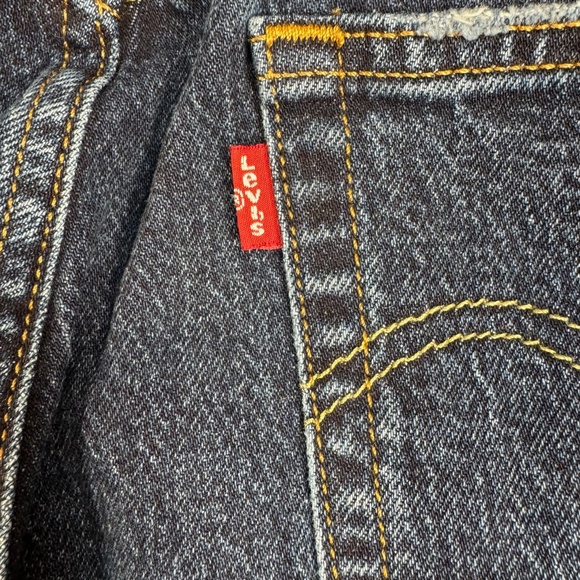 Levis 501 Straight Leg Jeans Size 29X28 Dark Wash Denim Button Fly Distressed - Picture 16 of 16